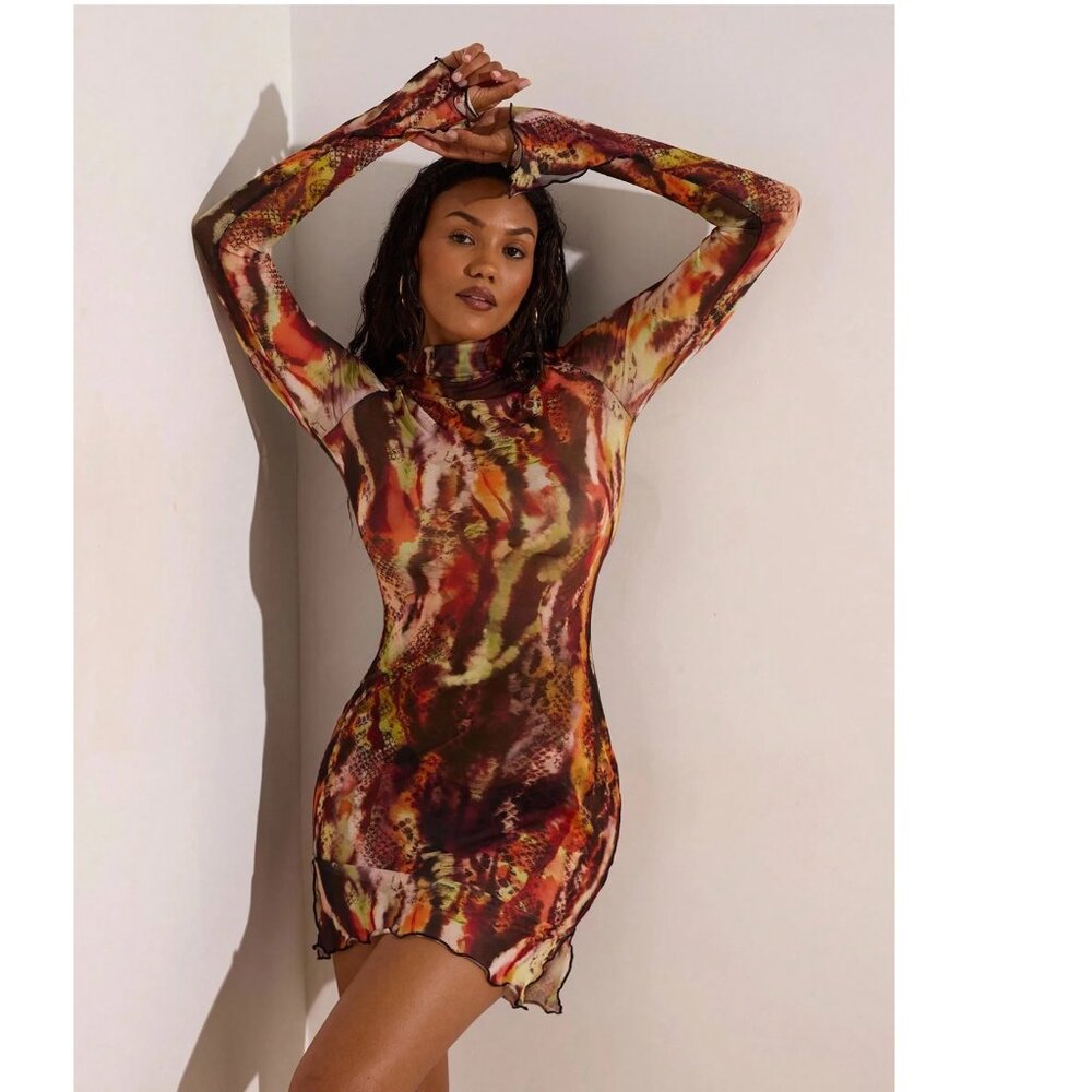 2 for $10 Mock Neck Mesh Mini Dress Large